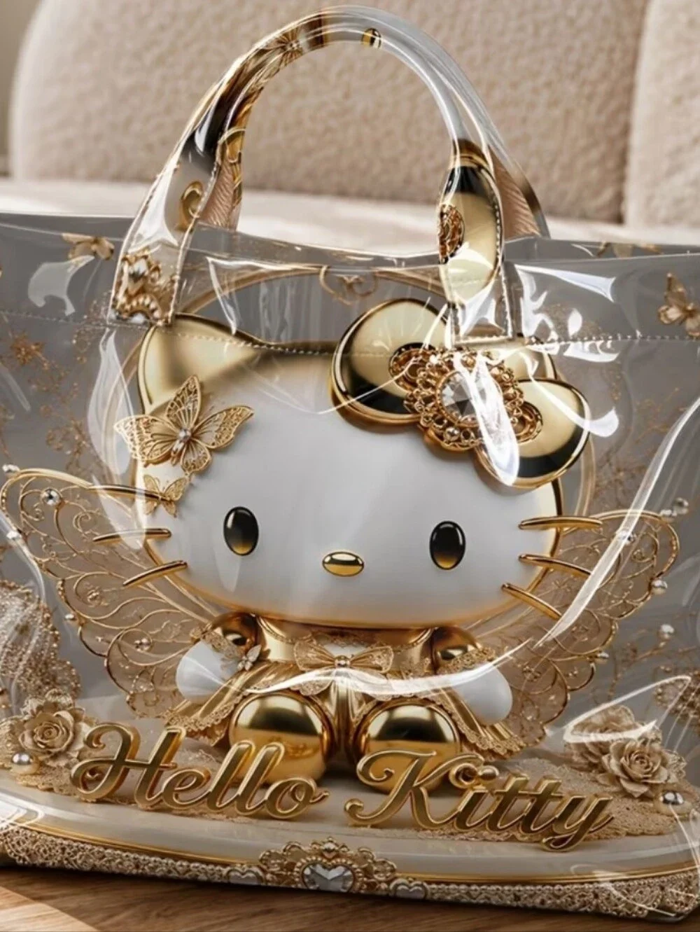 Women Hello Kitty Gilden Wings Daily Commuter Hand Tote Large
